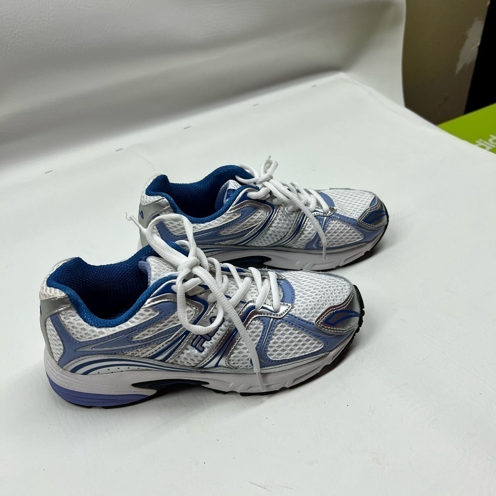 Fila Women’s Blue/White/Silver Mesh Sneakers.  Size 6.5